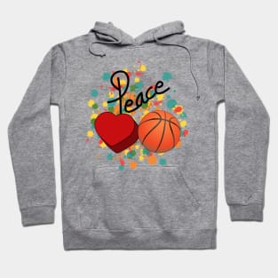 Peace Love Basketball Art Hoodie